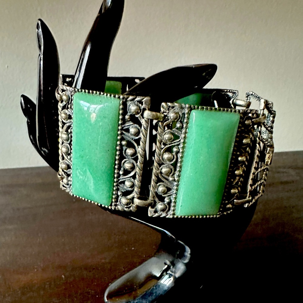 Vintage 925 silver Panel Bracelet Heavy